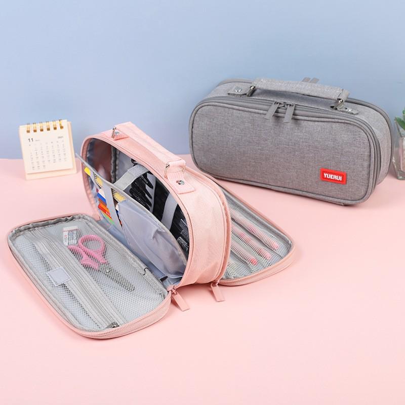 Multi-layer Double Zipper Oxford Cloth Pencil Case: Large Capacity for Junior High & High School Students