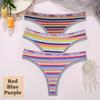 3 STK/sett Fargerike stripete bomull Dametruser Sexy G-String Undertøy Dame Pustende Thong Intimates Undertøy T-Back Truser