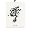 Girl Coffee Cat Flower Minimalist Wall Art Canvas Painting Abstract Line Posters And Prints Pictures For Living Room Home Decor