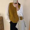 Autumn Retro Solid Knitted Sweater Vest Coat Women Winter Fashion Sleeveless Casual Cardigan Sweaters Woman Elegant Office Lady Knitwear Vests 24820