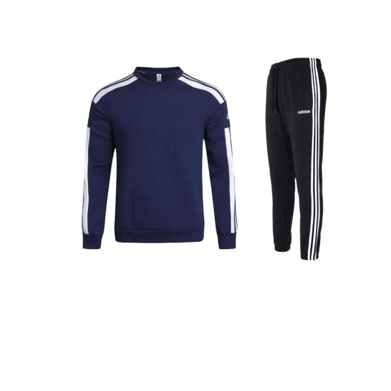 

Adidas Полосатый дизайн, длинный рукав, круглый вырез, удобные брюки со средней талией и завязками, повседневный спортивный комплект, комплекты унисекс DQ3093+GT6639 M