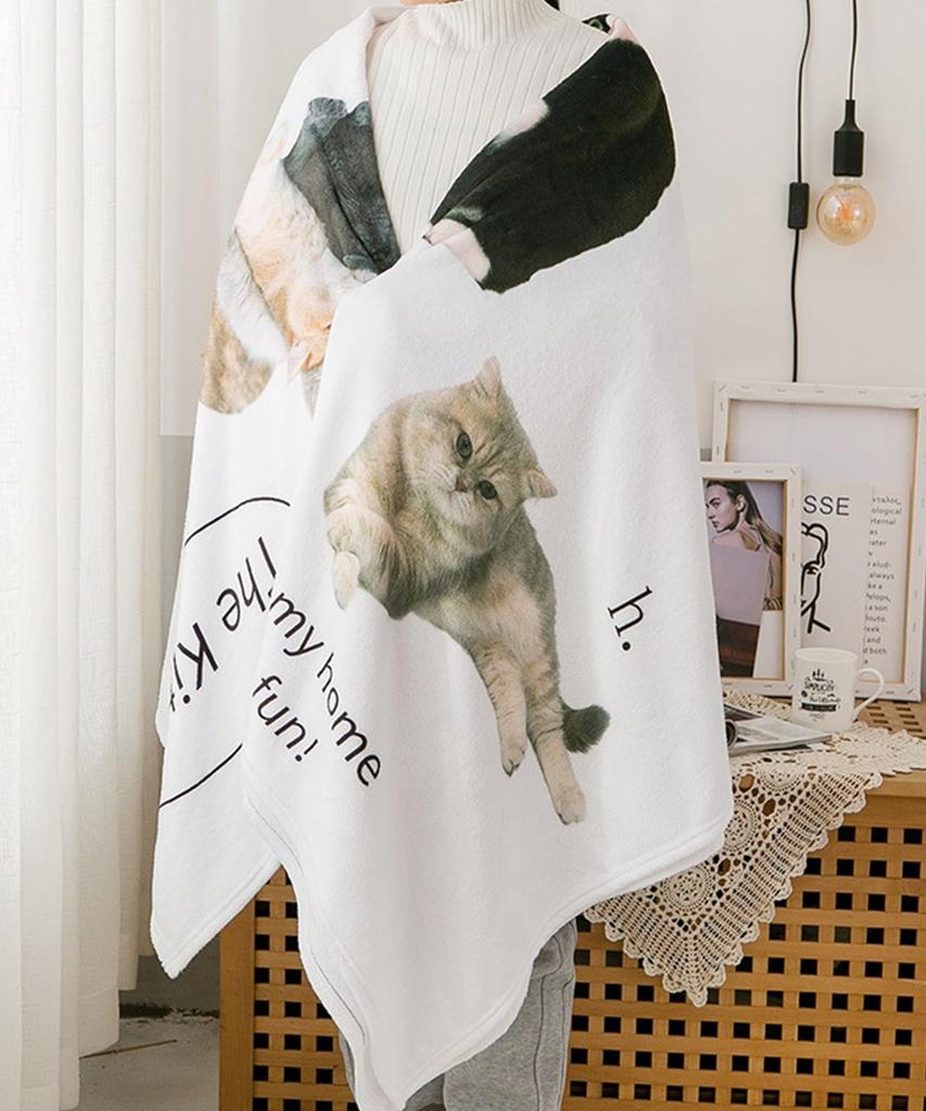 Flaneldecke, Mehrzweckdecke, Katzendesign, Naturfarben, Moderner Teppich, Stilvoller Teppich, Niedlich, Koreanische Innendecke, Kniedecke, 156x127cm, Sozial