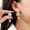 Náušnice s príveskom perlová mašľa Svetlý luxus Prémiový temperament Atmosférické náušnice Náušnice