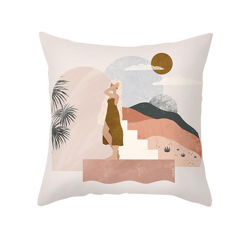 Modern Minimalist Artistic Style Throw Pillow Covers With Short Plush Printed Fabric For Home Living Room Sofa Cushion Cover