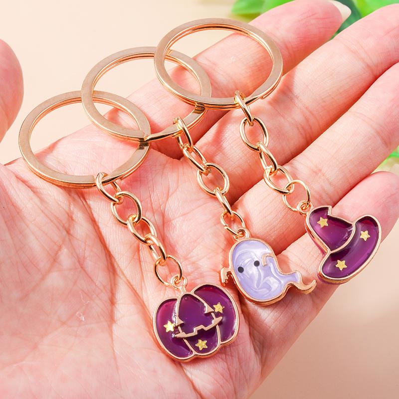 Cute Enamel Halloween Keychain Ghost Pumpkin Key Ring Gifts for Men Women Bag Pendants DIY Jewelry Accessories