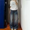 Low Waist Fashionable Comfortable Versatile Large Size Jeans Women's Autumn Thin Loose Wide Leg Straight 100 Trousers Jeans for Women Long Denim Pants