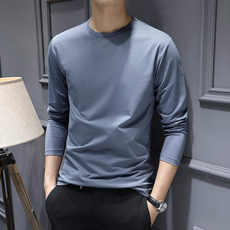 

Мужская антистатическая футболка из модального хлопка с длинным рукавом — приятный для кожи чисто-белый цвет, осень/зима 2025 г. M (95-110 catties)