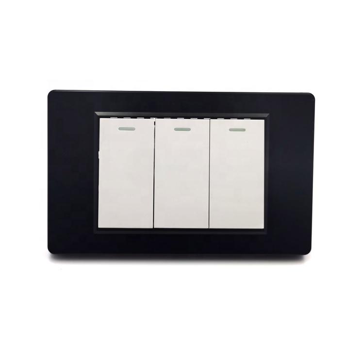 C3 Series Black Frame Middle East 3gang 1way 2way Wall Switch Board