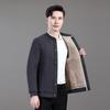 Men's Thickened Fleece-Lined Cotton Jacket, Windproof and Warm, Winter Dad's Wear, Solid Color