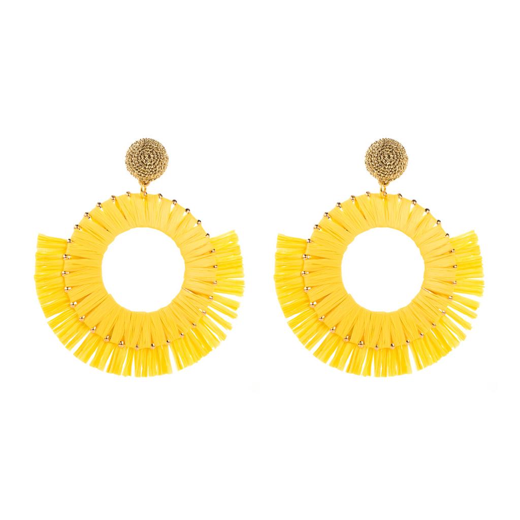 Boho Chic Rattan gewebte Ohrringe mit Vintage und lässigem Stil für den Urlaub