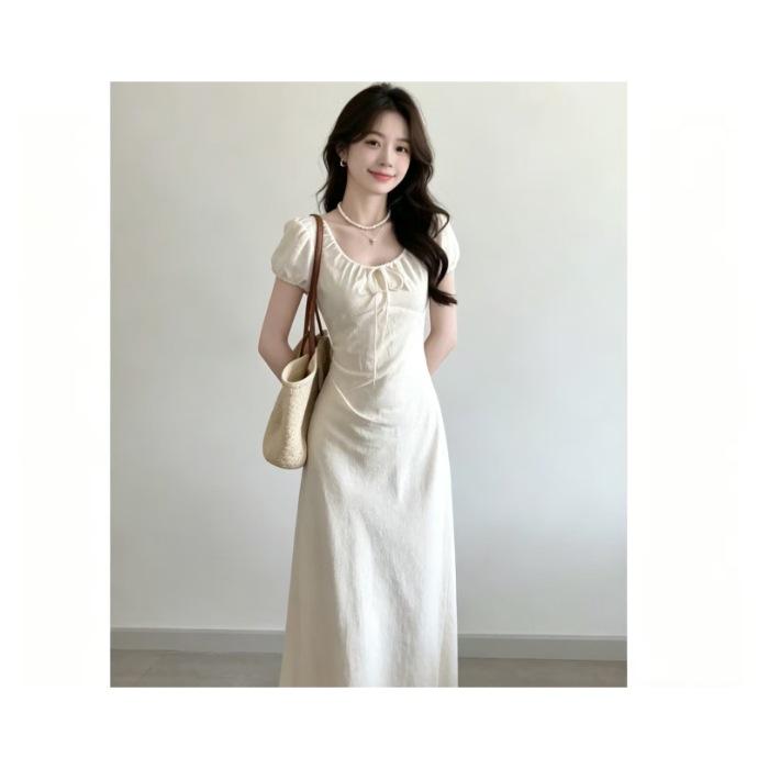 Bubble sleeve French gentle wind dress women's summer new style temperament thin first love long skirt