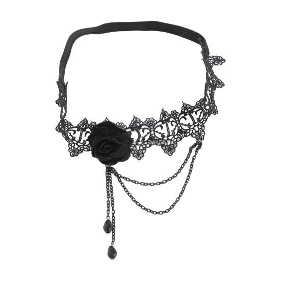 Women Leg Chain 3D Rose Decor with Elastic Band Tassel Chain Faux Crystal Pendant Leg Jewelry Wedding Night Club Party Thigh Garter