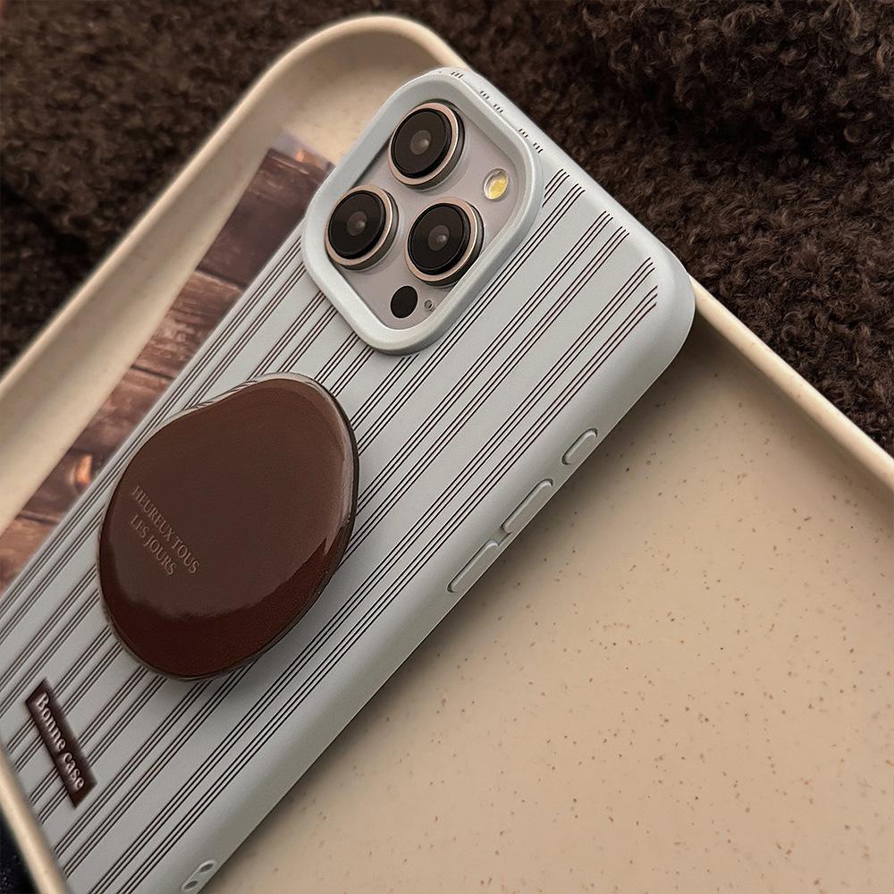 Simple Stripe Style Sticky Stand Phone Case Compatible and Fits iPhone 16 15 14 13/12promax