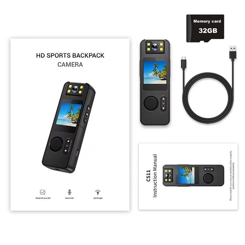 CS11 Outdoor Recorder Sports Camera Removable Magnetic Back Clip High Definition Handheld 1080p Camera Rotatable
