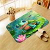 Adorable Turtle on Lotus Leaf with Dragonfly Flannel Rug Non-Slip Absorbent Cute Nature Theme Doormat for Front Door Kitchen