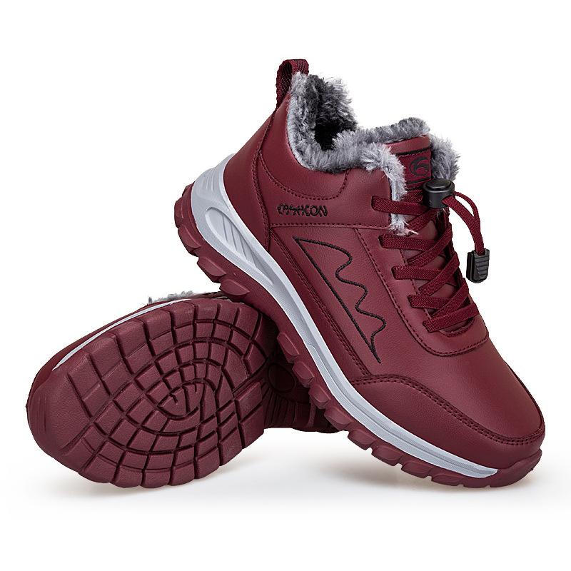 Genuine winter wool cotton shoes thickened and velvet mother snow boots medium warm walking shoes