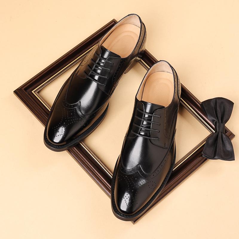 

Мужские туфли с гравировкой Brock в британском стиле, повседневные кожаные туфли, мужские деловые туфли-оксфорды, рабочие кожаные туфли Three Joint 40