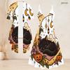 Women Plus Size Two Piece Set Short Sleeve Cardigan Strappy V Neck Flared Dress Halloween Panda Ghost Printed