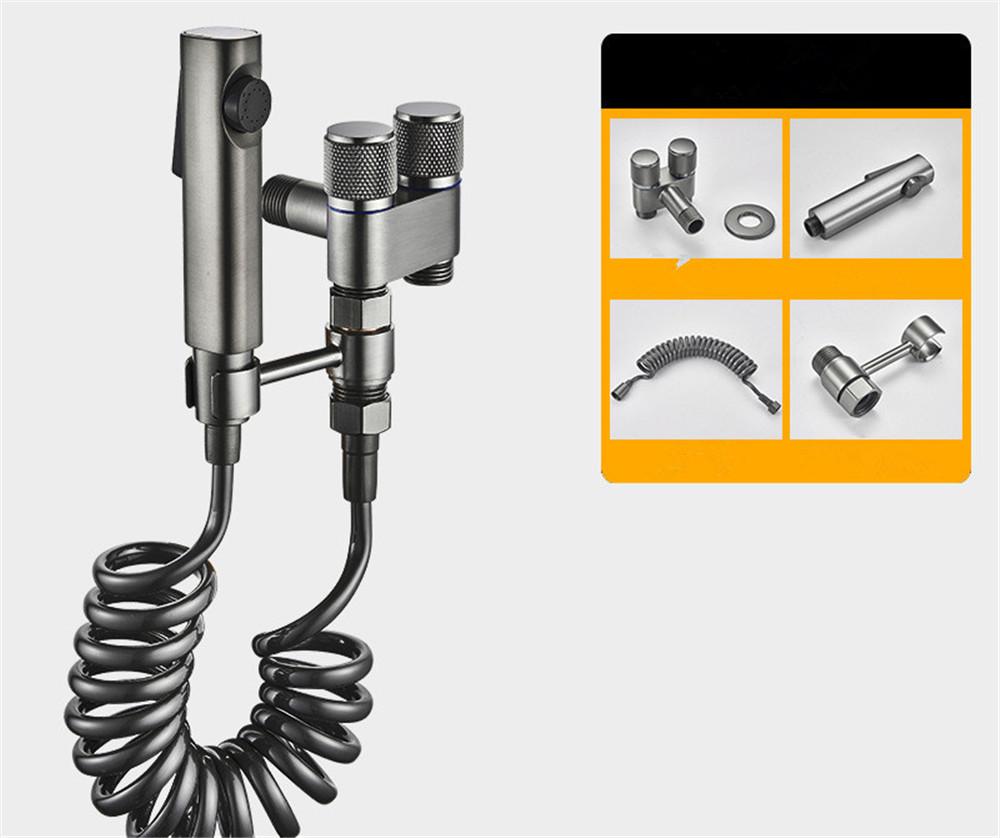

Tuqiu Gun Серый ручной распылитель для биде Душевой комплект для унитаза Латунная душевая головка Shattaf Медный клапан Набор струйных кранов для биде