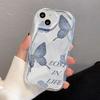 Blue butterfly for iPhone17promax mobile phone case Apple 16 cream wave 14/13 soft case 15