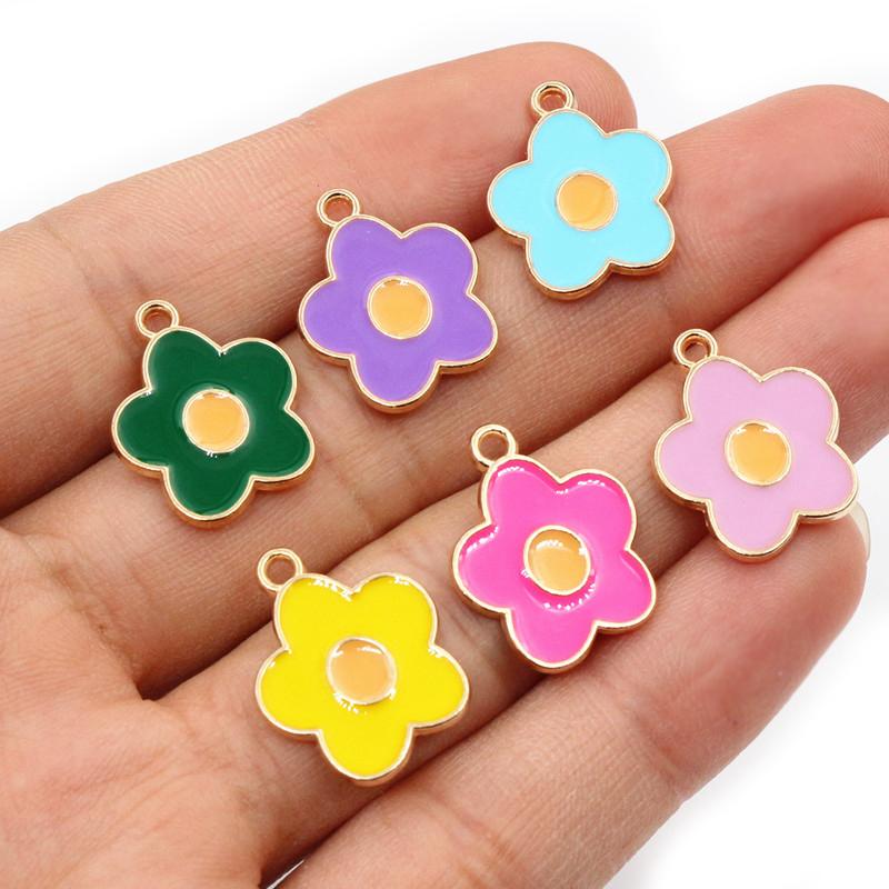 20pcs Enamel Charms Pendants Butterfly Flower Bow Mushroom Shape DIY Jewelry Making Accessories for Earrings Necklace Bracelets