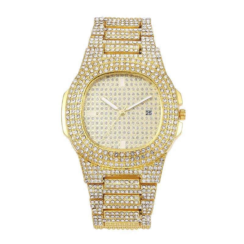 Montre Hip Hop Avec Strass Brillants Pour Homme Horloge De Luxe Cool Ceinture En Acier Glacé Design Sky Star