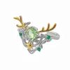 New Antlers Color Treasure Double Gold Light Luxury Premium Sense Opening Ring Pink Love Full Diamond Zircon Personality Ring Female