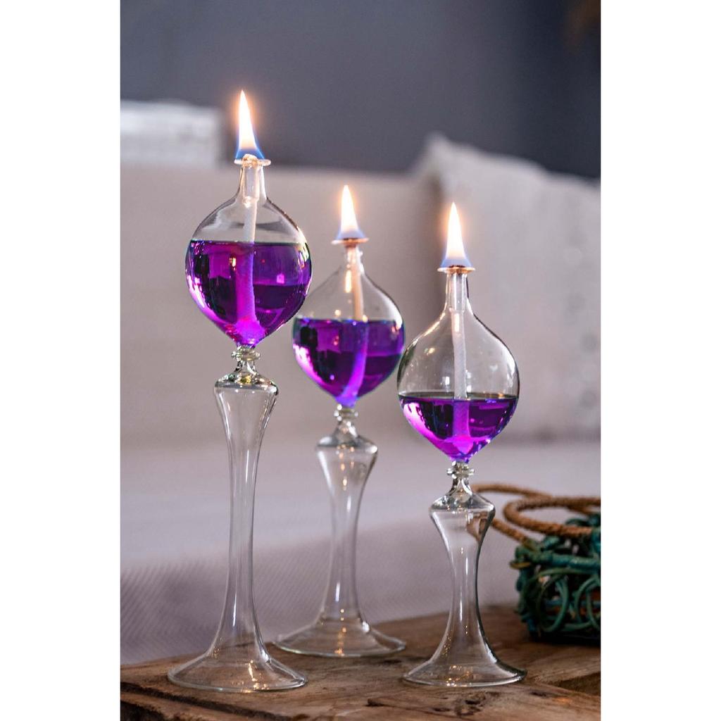 Drops Footed Glass Lamp Set Of 3 Oil Lamp