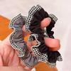 5Pcs Hair Ties High Elasticity Double-Layer Plaid Lace Seaming Hair Ropes Retro French Style Soft Fabric Hair Accessories