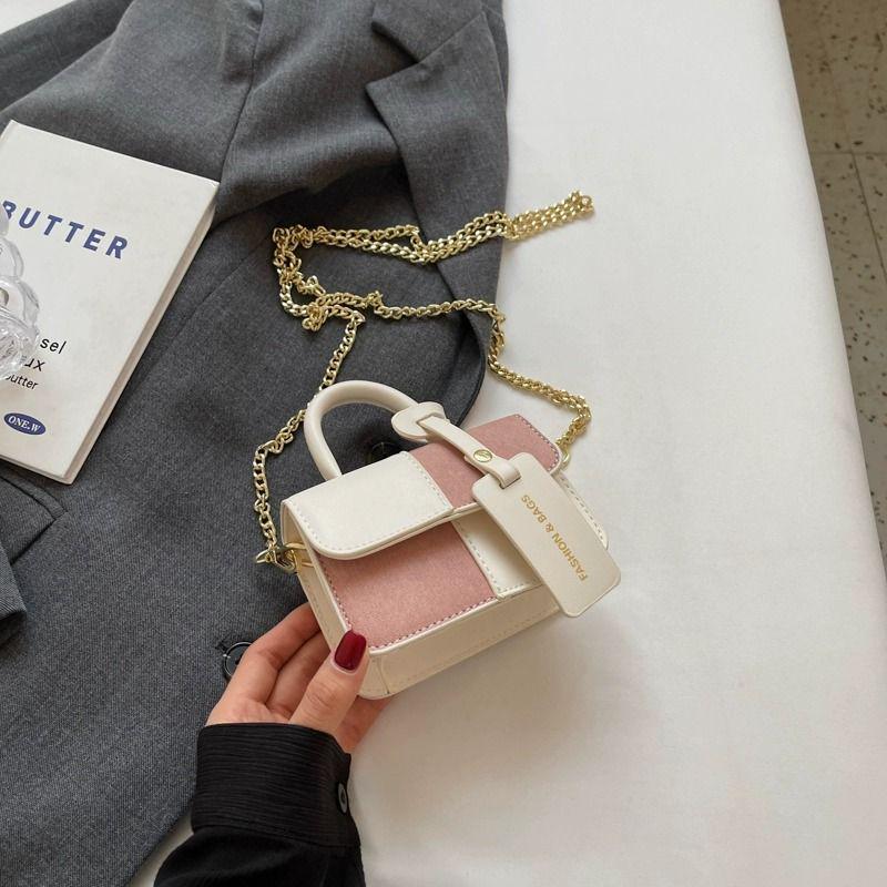 

2023 Ретро Цветной блок Маленькая квадратная сумка через плечо Standard