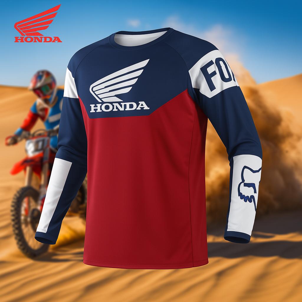Maglia da Motocross Honda ad Alte Prestazioni Manica Lunga Asciugatura Rapida e Traspirante per Uomini Rider Off Road Dirt Bike Mountain KT9