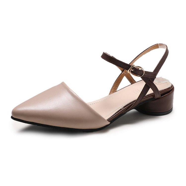 

Женские сандалии 2020 новая весна и лето новая европейская и американская модель с острым носком и закрытым носком на среднем толстом каблуке 41 абрикосовый