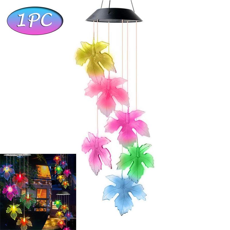 

Светодиодный солнечный садовый декоративный светильник, водонепроницаемый, кленовый лист, ветряная музыка, светодиодная цветная люстра, декоративная лампа для патио на вилле