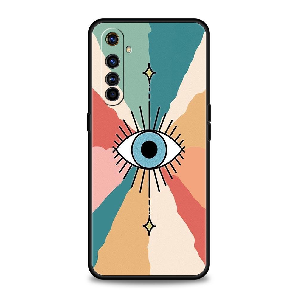 Lucky Eye Blue Evil Eye Print Phone Case For Realme 10 9 8 5G 7 6 GT2 Pro Plus 9i 8i C21 C11 C25 C35 GT Neo 2 3 3T Black Cover