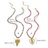 Modern Stainless Steel Necklace with Heart Flower/Grape Charm Crystal Beads Adjustable Closure Neckchain Accessory