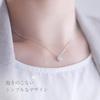 Necklace for Cubic 925 Silver [La Paume] Women, Simple, Hypoallergenic, Zirconia, (Yellow Gold)