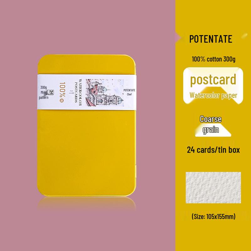 300g Watercolor Postcard Paper - Thick, Medium Rough Texture, Wood Pulp, Square, Blank Cardstock for Painting and Drawing