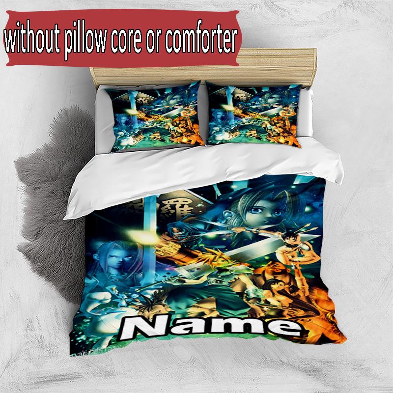 3pcs Duvet Cover Set (1*Duvet Cover + 2*Pillowcase, Without Core), Custom Name Final Fantasy Pattern Bedding Set, Home Bedroom Decor Gift