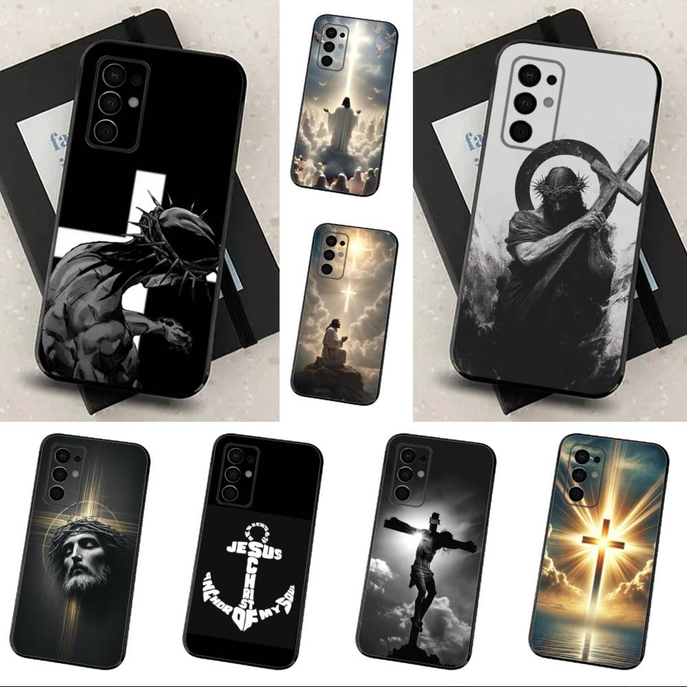 Christian Faith Jesus Case For Samsung Galaxy A73,52,71,53,32,72,41,J7,22,Note,31,8,9,Soft Black Silicone Cover