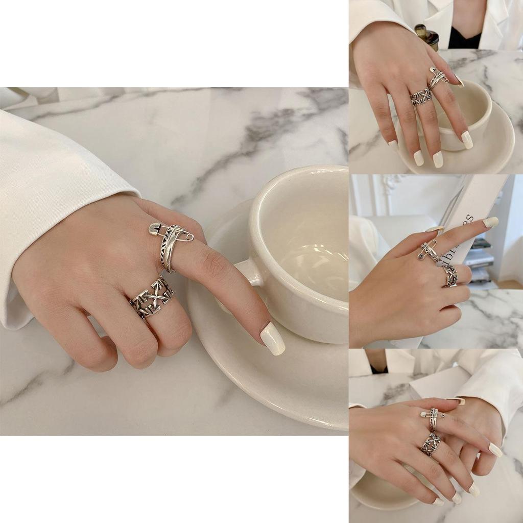 Elegant Korean Style Hollow Design Double Layer Ring Adjustable Jewelry For Women