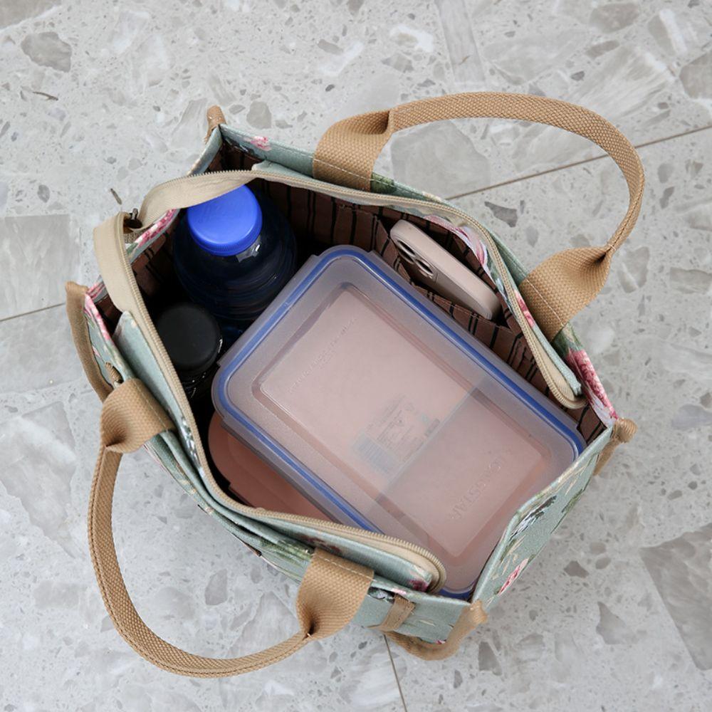 Fashion Handbag Floral Print Lunch Bag Large Capacity Thermal Thickened Thermal Insulation Bag Lunch Bag Women