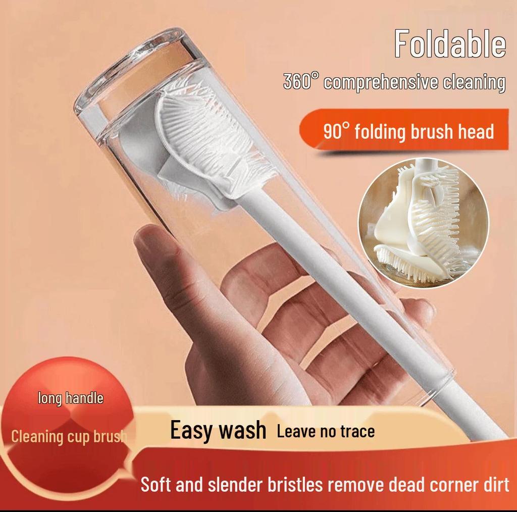 Silicone Long Handle Cup Brush - Ideal for Cleaning Insulated Cups & Baby Bottles, No Dead Corners.