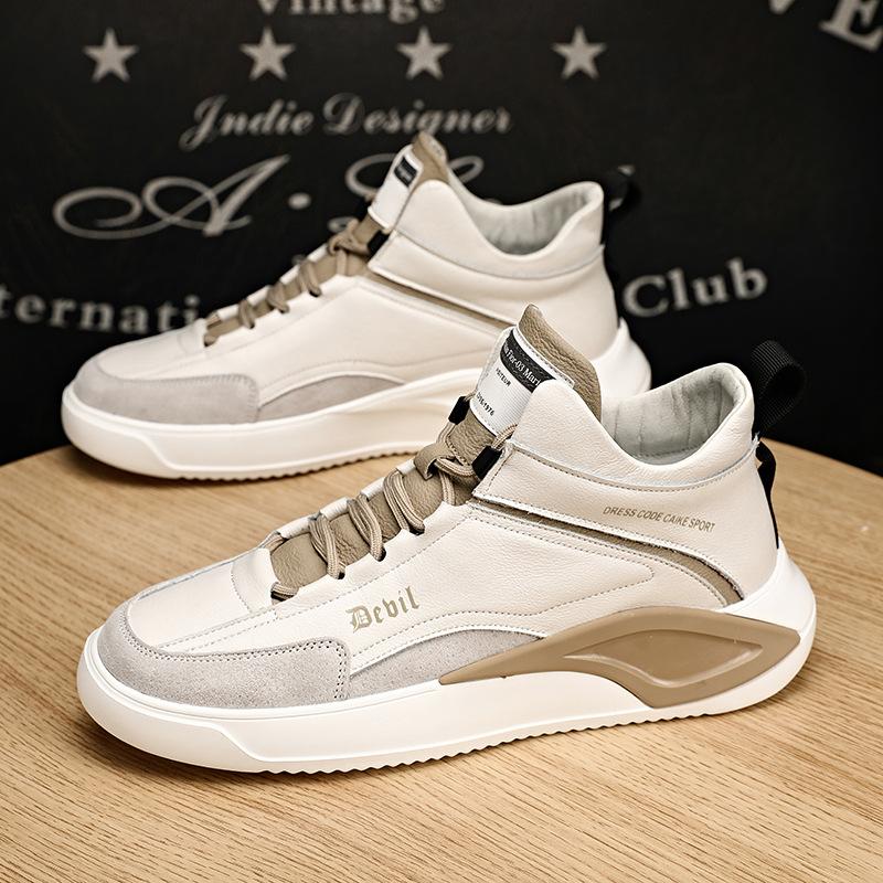Medium Top Cotton Cotton Shoes Men's Shoes Leather Versatile Trend Winter Sports Board Shoes