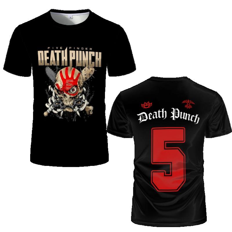 5FDP Five Finger Death Punch Skull T-shirt 3D Printed Casual Short-sleeved Sailor Collar Tee Large Size For Men Women Tops