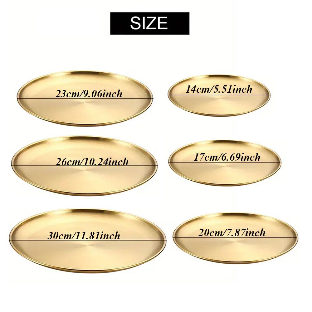 8PC Metal Dining Dish Stainless Steel Round Plate Shallow Tray 14/17/20/23/26cm BBQ Picnic Camping Food Container Tableware Set