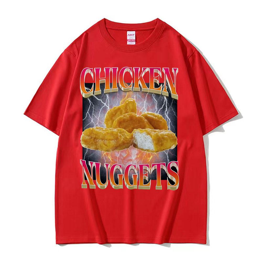 Lustige Hähnchen-Nuggets Vintage Stil Meme Grafik T-Shirt Damen Hip Hop Gothic T-Shirt Mode Harajuku Kawaii Y2K Kleidung