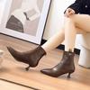 [Customized] Short Boots Women's High Heels Pointed Spring and Autumn Single Boots Thin Heels High Heels Thin Boots Medium Tube Fashion Boots