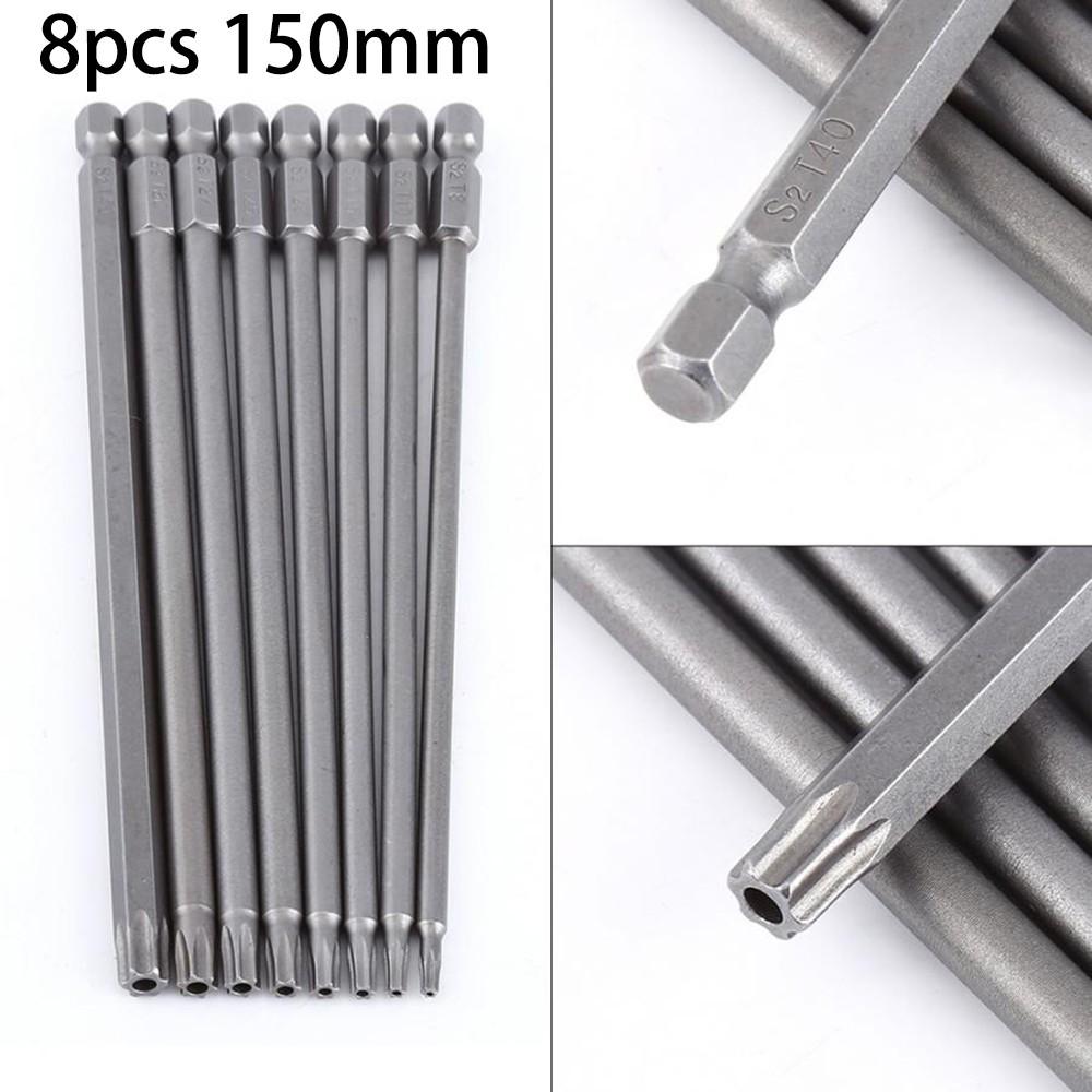 T30 Screwdriver Bit 8Pcs T40 1/4 Inch Hex Magnetic Torx 150MM Extra Long