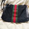 Used Gucci Shoulder Bag GG Canvas Sherry Line 2way Black