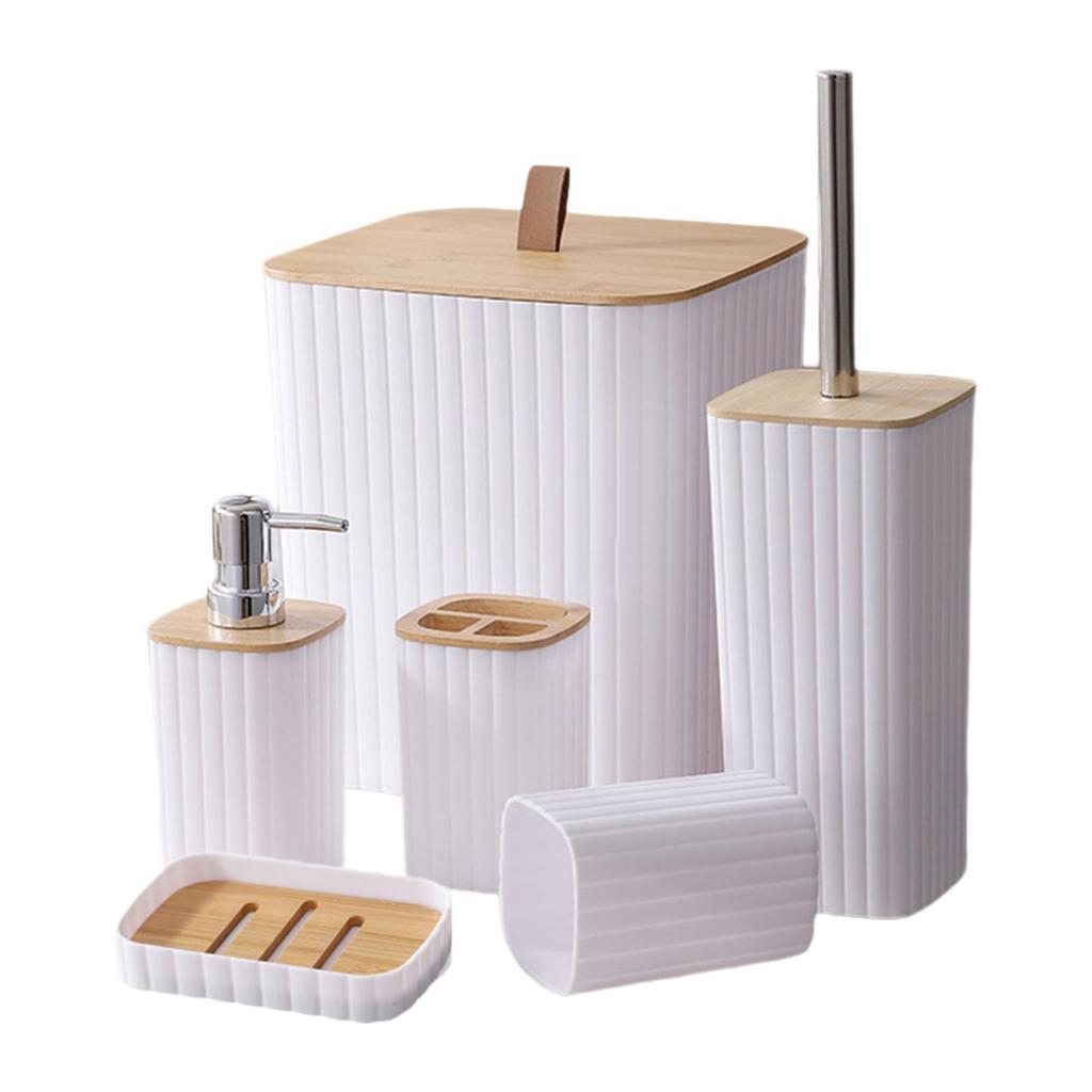 6 Pieces Bathroom Accessory Set Toilet Brush Decorative Sturdy Modern Toothbrush Holder Lotion